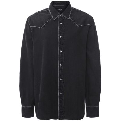 Black Cotton Denim Shirt
