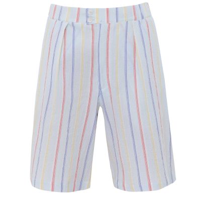 Seersucker Striped Bermuda Shorts