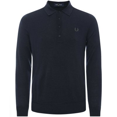 Long Sleeve Fine Knit Polo Shirt