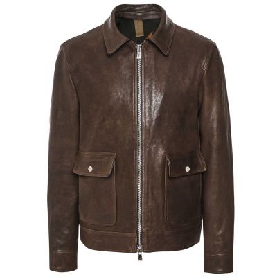 Lined Leather Zip Jacket