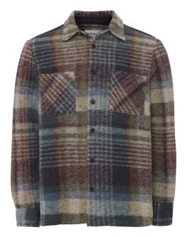 Wax London Wool Check Whiting Overshirt