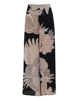 One Hundred Stars Crane Black Crepe Palazzo Trousers