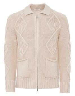 Wool and Co Cable Knit Zip Cardigan