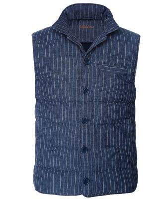 Linen Down Quilted Pinstripe Gilet