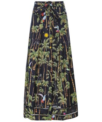 Cotton Pleated Maxi Skirt