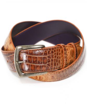 Leather Mock Croc Belt