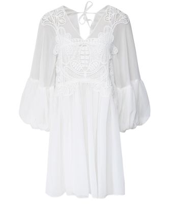 Macrame Lace Georgette Mini Dress