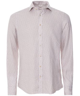Fitted Body Linen Pattern Shirt