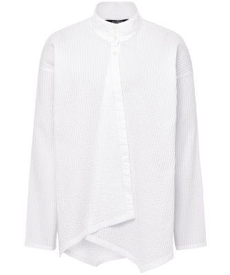 Asymmetric Pintuck Lawn Shirt
