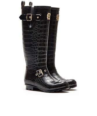 Holland Cooper Women's Sherpa Lined Croc Regency Wellington Boots