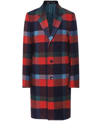 Wool Mix Check Coat