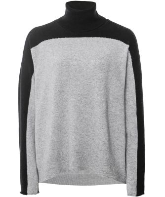 Merino Cashmere Colorblock Turtleneck Sweater