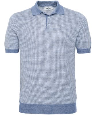 Linen Textured Houndstooth Polo Shirt