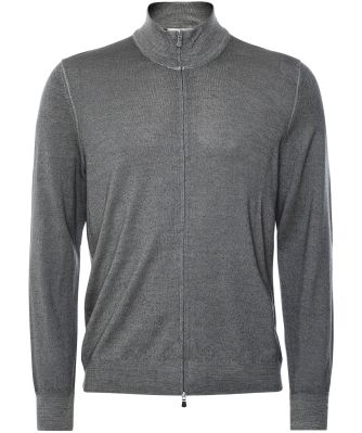 Virgin Wool Zip Through Cardigan