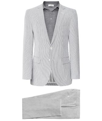 Slim Fit Cotton Pinstripe Helford/Gander3 Suit