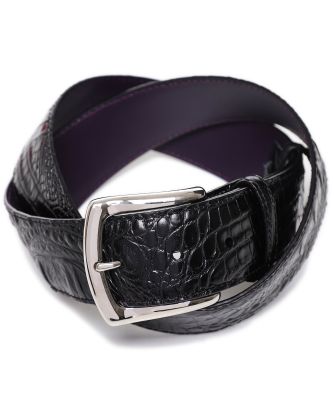 Elliot Rhodes Men's Black Leather Mock Croc Belt