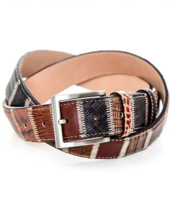Leather Patchwork Belt 35mm