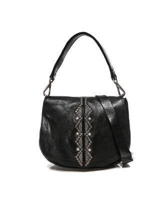Embellished Leather Flap Bag