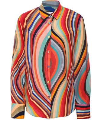 Swirl Print Silk Shirt