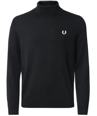 Fred Perry Men's Black Wool Cotton Roll Neck Jumper K9552 102