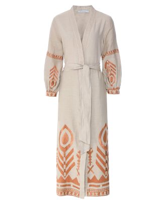 Feather Linen Midi Dress