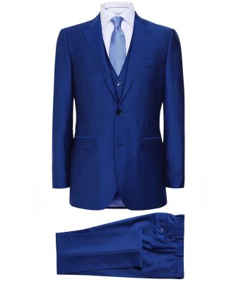 Jules B Men's Blue Wool Mohair Three Piece Suit
