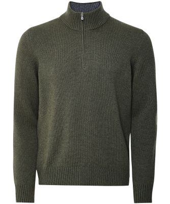 Wool Cashmere Mock Zip Sweater