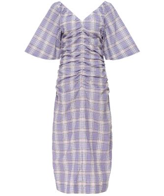 GANNI Women's Seersucker Check Midi Dress