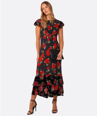 Silk Velvet Liberty Poppy Midi Dress
