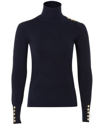 Holland Cooper Women's Buttoned Roll Neck Jumper