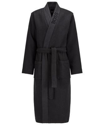 BOSS Men's Black Waffle Kimono Robe