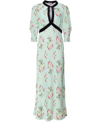 Petra Floral Velvet Trim Midi Dress