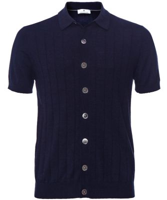 Thomas Maine Mens Merino Wool Cardigan Polo