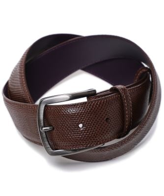 Elliot Rhodes Men's Chocolate Leather Mock Lizard Belt