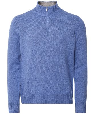 Wool Cashmere Mock Zip Sweater