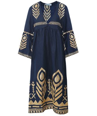 Kori Women's Linen Midi Feather Dress