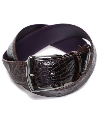 Elliot Rhodes Men's Chocolate Leather Mock Croc Belt