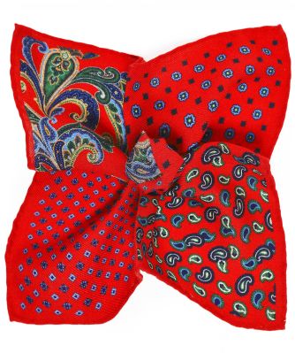 Ascot Men's Wool Paisley Pocket Square