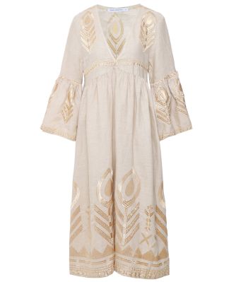 Kori Women's Linen Midi Feather Dress