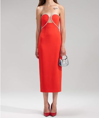 Crepe Bandeau Midi Dress