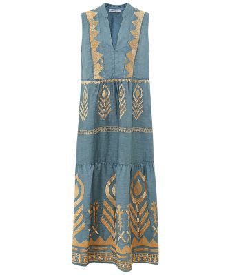 Linen Maxi Feather Dress