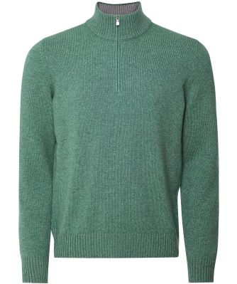 Wool Cashmere Mock Zip Sweater