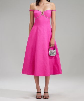 Textured Diamante Midi Dress