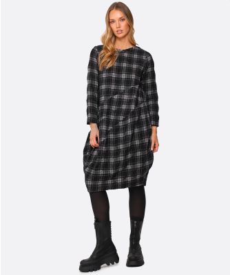 Abito Long Sleeve Check Dress