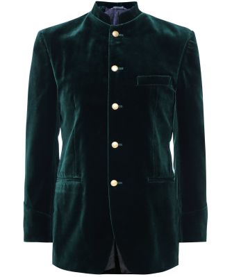 Slim Fit Velvet Nehru Jacket