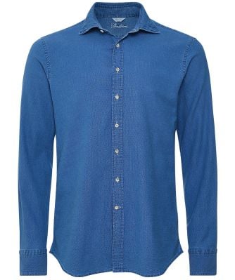 Fitted Body Textured Denim Shirt