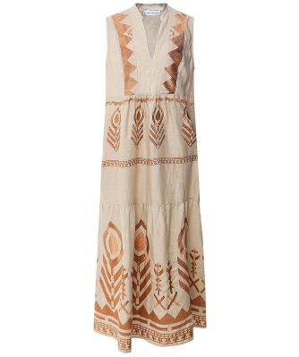Linen Maxi Feather Dress