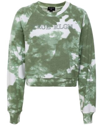 True Religion Women's Tie Dye Crop Sweatshirt