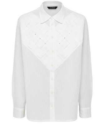 Yaccomaricard Women's Woven Front Pintuck Lawn Shirt