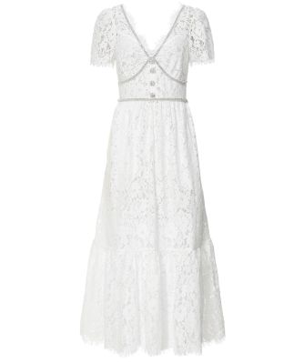Lace Diamante Trim Midi Dress